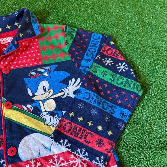 Sonic the Hedgehog Toddlers Boy's Winter Holiday 2PC Flannel Pajama Set Size 8 - Picture 5 of 15